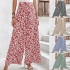 2024 straight casual wide leg baggy print pants trousers floral flare yoga pants for women