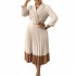 New Arrived Ladies Long Sleeve Office Dresses Fashion Elegant Women's Clothing With Belt Pleated Dress