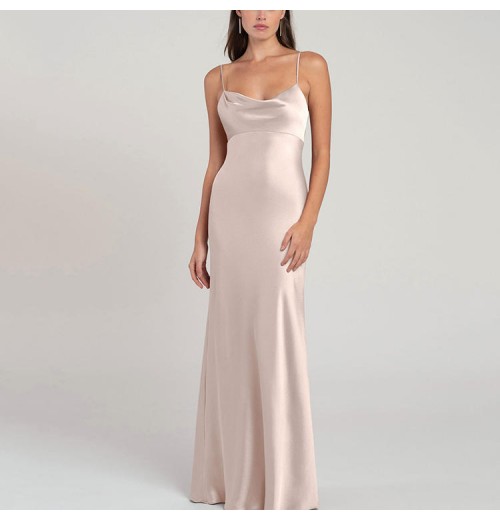 Women Fashion Sexy Satin Slip Backless Maxi Evening Dresses